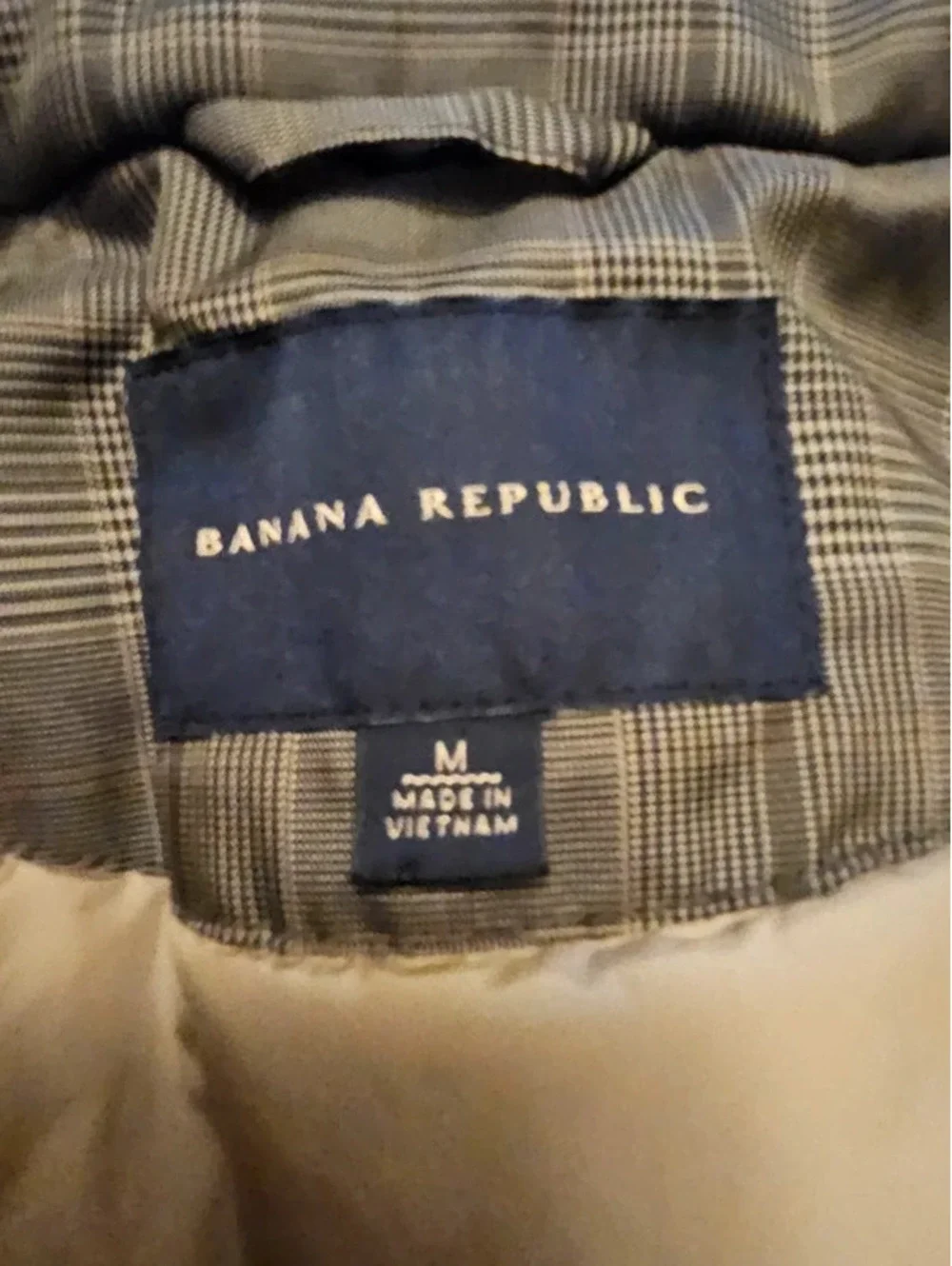 Banana vtg Republic Men’s Puffer Vest Size M Brown Glen Plaid Full Zip
